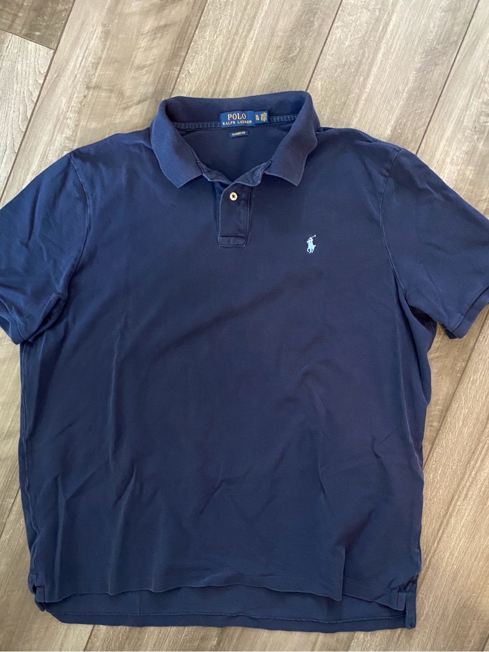 Ralph Lauren Navy Polo with Light Blue Pony Embroidery